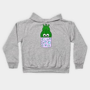 Cute Cactus Design #269: Cactus In Painted Bubble Pot Kids Hoodie